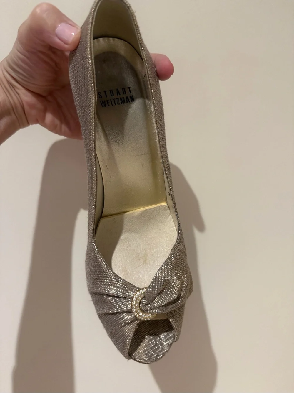 Stuart Weitzman Gold Pointed-Toe Stiletto Pump